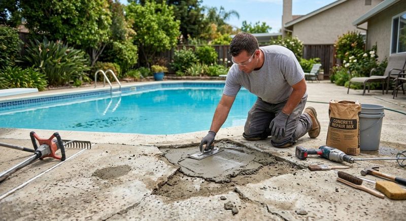 Concrete Pool Patio Repair in West Des Moines, IA